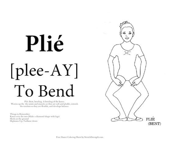 Free Ballet Dancer Vocabulary Coloring Sheet - Plié