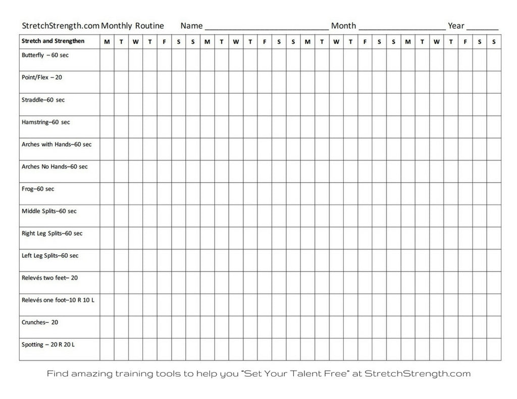 Stretch and Strength Exercise Checklist Free to copy!