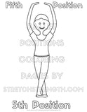 Five Ballet Positions Coloring Pages for Boys and Girls