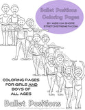 Five Ballet Positions Coloring Pages for Boys and Girls
