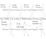 Ballet Technique Coloring Pages Vol. 1 - StretchStrength.com