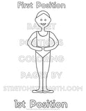 Five Ballet Positions Coloring Pages for Boys and Girls