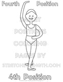 Five Ballet Positions Coloring Pages for Boys and Girls
