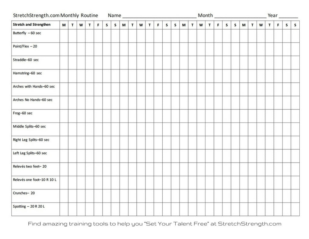 Stretch and Strength Exercise Checklist Free to copy!