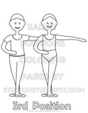 Five Ballet Positions Coloring Pages for Boys and Girls